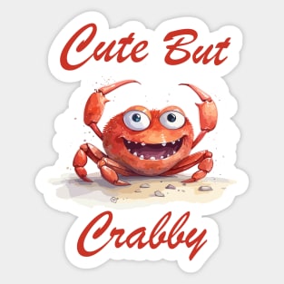 Funny Colorful Cartoon Crab, Cute But Crabby Sticker